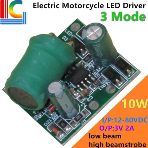 Low beam high beam strobe 3 mod Automobile electric vehicle motorcycle LED light Driver 12V to 80V Output 3V 2000mA Power Supply
