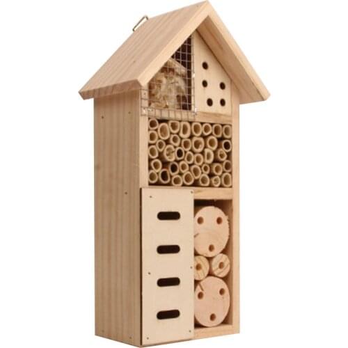 Insect House Animal Cage Wooden Insect Natural Nesting Habitat For Outdoor Garden Yard Bee Butterfly Handicrafts Cage Decoration