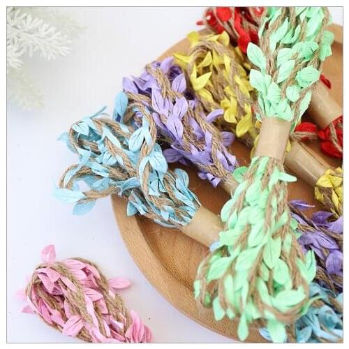 Artificial flowers 3 meters /118 inches wreath Green line in wedding decoration Gift wrapping Cotton and linen Take the rope