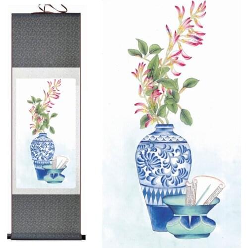 Flower painting Home Office Decoration Chinese scroll painting flower art painting Chinese paintingPrinted painting