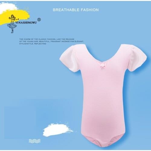 Classic Style Kids Girls Leotard Team Basic lotus Sleeve Cotton Ballet Dance Leotards Ballet Practice Leotards