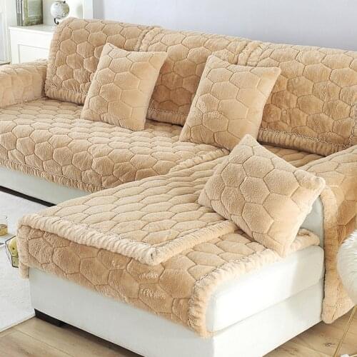 Korean autumn winter thick plush sofa cushion Fabric velvet non-slip sofa cover sofa Backrest towel customize slipcover