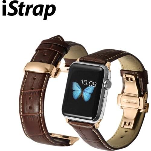 IStrap For Apple Watch Band Leather Strap D Buckle for iWatch Accssories for Series 1/2/3/4 Watch Band Strap 38mm 40mm 42mm 44mm