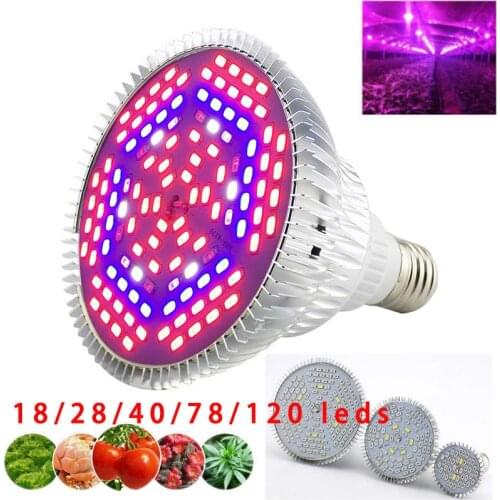 28 40 120 LED Grow Light Plant Hydroponic growing Indoor Flower Greenhouse Aluminum Full Spectrum Bulbs room Lamp E27