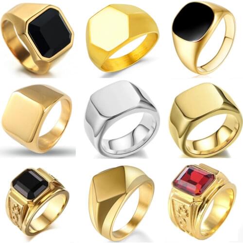Milangirl Biker Punk Style Rings for Men Width Signet Square Finger Fashion Brand Jewelry Accessories Whole Sale