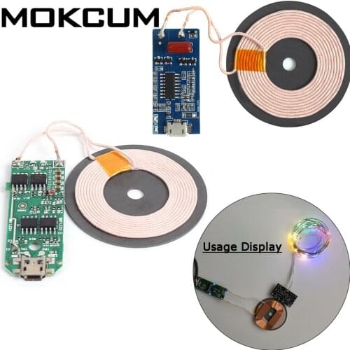 5V 1A Wireless Charger Transmitter Module Micro USB Coil Receiver Charger QI Universal PCB Circuit DIY Phone Charging