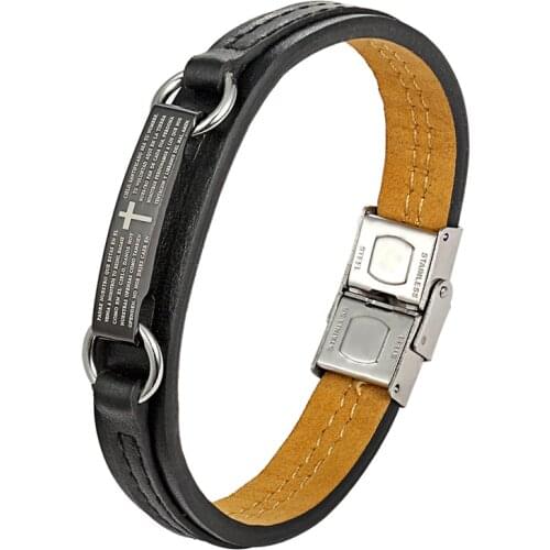 2019 Fashion Genuine Leather Bracelet Men Brown Black Rope Chain Stainless Steel Bracelet Ladies Punk Jewelry Cool Gift Pulseira