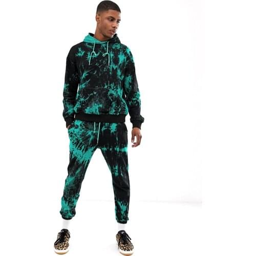 Mens casual suit autumn and winter new 3D digital printing color matching hooded sports suits hoodie tracksuit mens sets