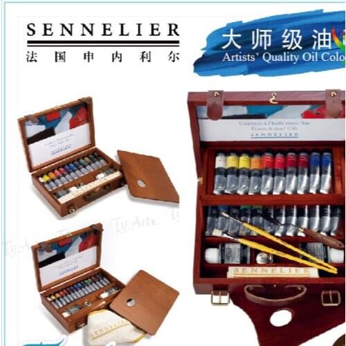 Sennelier watercolor, master oil paint, tubular wooden box set, suitable for masters and art students painting creation