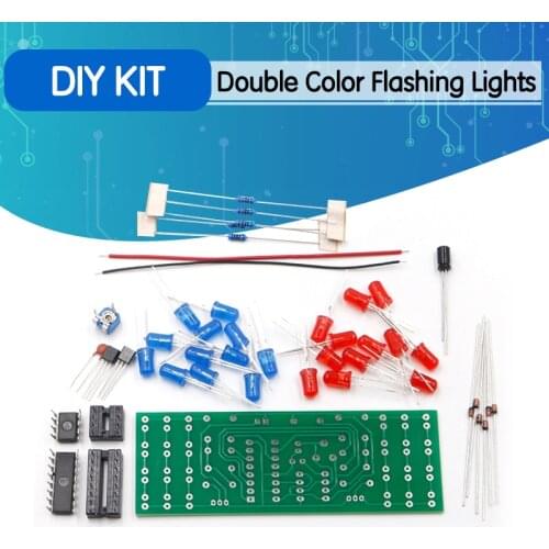 Red Blue Double Color Flashing Lights Kit Strobe NE555 + CD4017 Practice Learning DIY Kits Electronic Suite