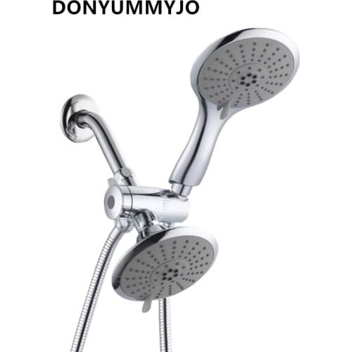 Rainfall Jet Shower Head / Handheld Set Combo Chrome Finished +Stainless Steel Shower hose+ 3-Way Water Diverter Shower Set