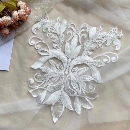 New Style High Quality Cotton Thread Sequin Flower Patch European Embroidery Lace Accessories
