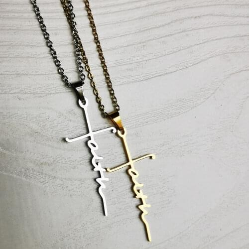 Wholesale 10pc/lot New Stainless Steel Cross Pendant Necklace Faith Necklaces Women Men Fashion Jewelry Gift