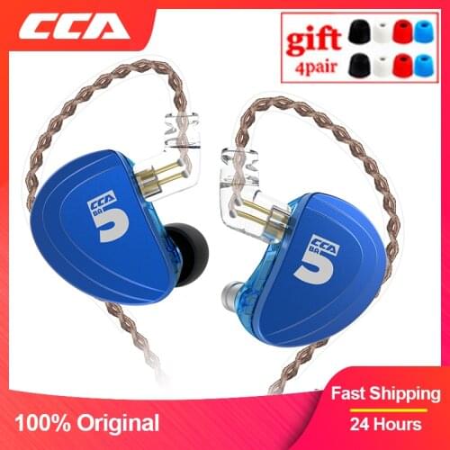CCA A10 5 Balanced Armature In Ear Wired Earphone With Detachable 2PIN Cable Headset HIFI Monitor Earplugs For EDX ASX ZAX ZSX
