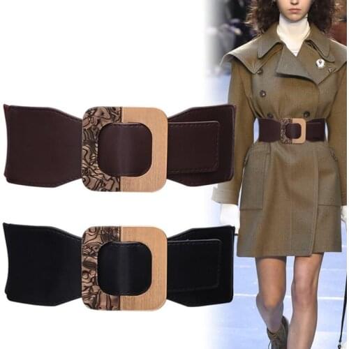 Fashion female Elastic Wide Waistband designer High quality Alloy buckle Belts PU Corset Belt Waist Women Waistband Accessories