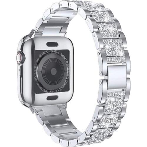 Watch band 40mm 44mm 38mm 42mm women Diamond Band Suitable for Apple Watch series 5 4 3 2 iWatch bracelet stainless steel strap