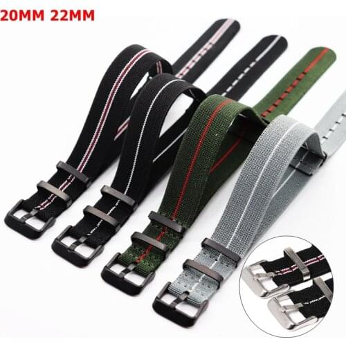 20mm 22mm French Troops Parachute Bag Watchband Nato Zulu Elastic Nylon Belt Watch Strap Bracelet Military Watchband