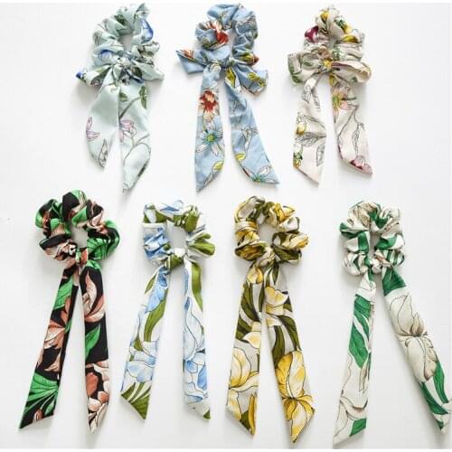 Sunnee Bow Streamers Hair Ring Fashion Ribbon Girl Hair Bands Scrunchie Horsetail Tie Solid Headwear Hair Accessories