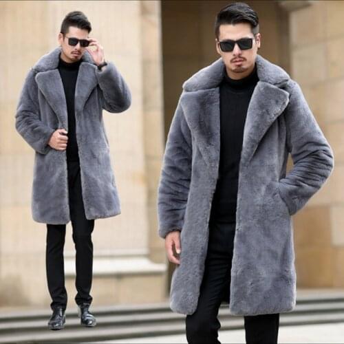 Hot new winter thermal fashion imitation fur coat mens fur coat long mink fur fur thermal coat large size jacket