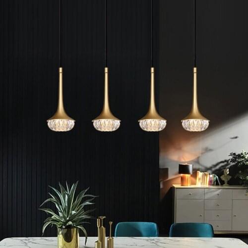 Modern Crystal Dinning Room Pendant Light Nordic Kitchen Hanging Lamp Bedroom Home Gold Decor Ceiling Bathroom Lighting Fixtures