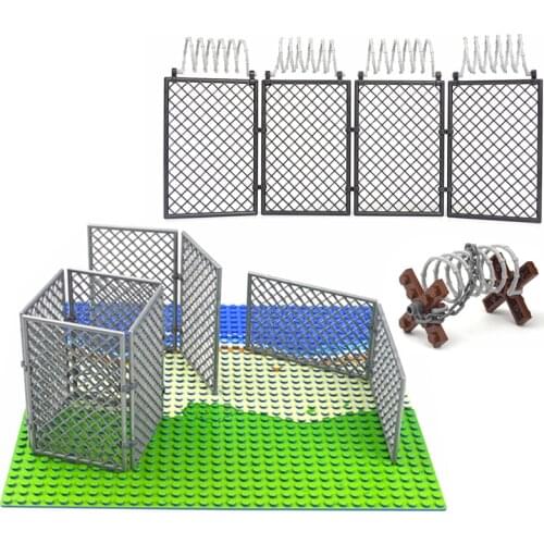Military Base Barbed wire Building Block City military Scene Accessory Fence Isolation net MOC Parts Brick 30104 92338 chain