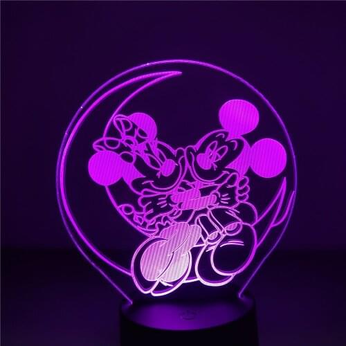 Disney Mickey & Minnie Mouse LED Night Light Anime 3D Lamp Moon Lights Kids Children Bedroom Decoration Lampara Lampe Luminaria