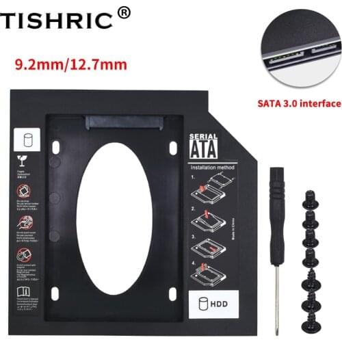 TISHRIC Plastic 2nd Hdd Caddy SSD SATA 3.0 Case Hdd Enclosure 9.5mm 12.7mm Hard Disk Case For Laptop CD-ROM DVD-ROM Optical Bay