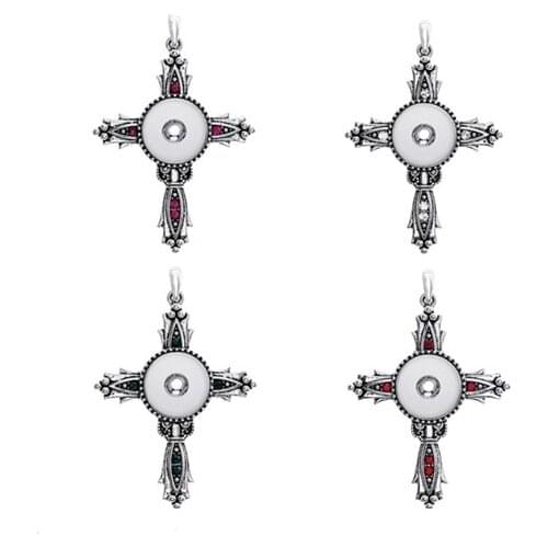 Vintage Crystal Cross Snap Jewelry Button Pendant Necklaces OEM, ODM (Fit 18mm Snaps) Watches Women One Direction