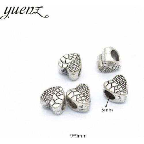 YuenZ 10pcs Spacer Alloy Charm Big Hole Tibetan Silver Heart Bead Charm Beads European Pendant Fit Women Charm Bracelet DIY R50