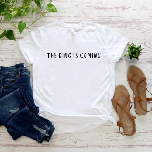 King Is Coming T-Shirt Christian Shirt Jesus Shirts Faith Clothing Women Summer Funny Oversized T Shirt and Tops