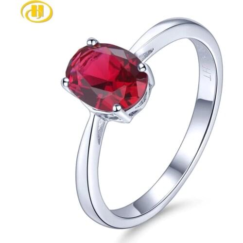 Ruby Sterling Silver Women Rings Oval Cut Created Ruby Romantic Style Colorfule Gemstone Women Birthday Party Jewelry 925 Rings