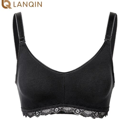 Womens Plus Size Cotton Bra Lace Soft Wirefree Non Padded Full Coverage