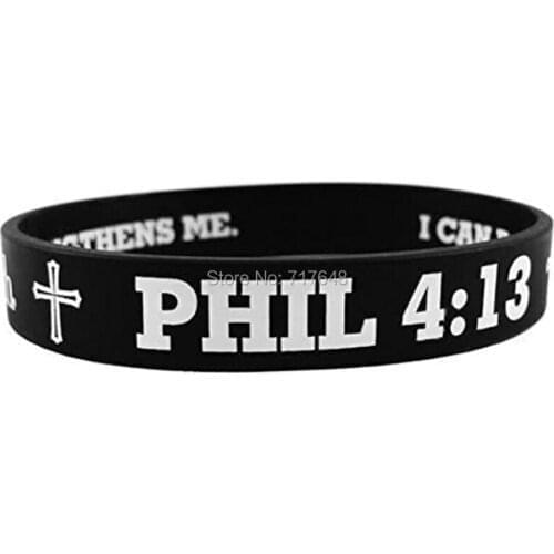 100pcs Philippians I can do all things through Christ wristband silicone bracelets rubber cuff bands free shipping by epacket A