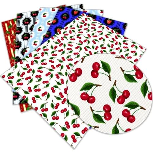 30 cm x 136cm Cherry Fruit Pattern Printed Synthetic Faux Leather for DIY Handmade Sewing Clothes Decorative