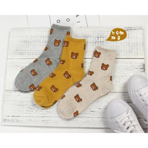 6 pairs/lot! Japan Rilakkuma Cute Socks Women Kawaii Hosiery Lady Clothing Novelty Sweet