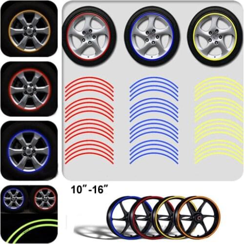 80%HOTA pack of 16 pieces of motorcycle car bike reflective rim striped wheel decal tape sticker reflective sticker