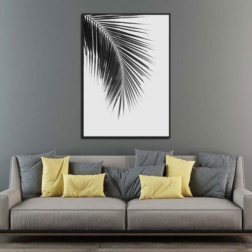 Abstract Simple Black and White Leaves Canvas Painting Wall Art Picture Posters Print Wallpaper Living Room Bedroom Decoration