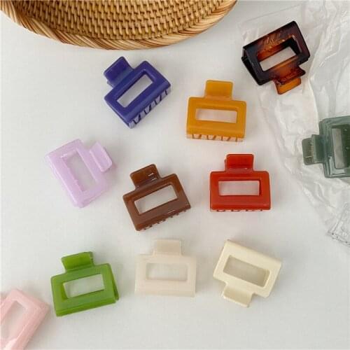 Acrylic Geometric Hollow Hairpin for Women Solid Color Transparent Hair Claw