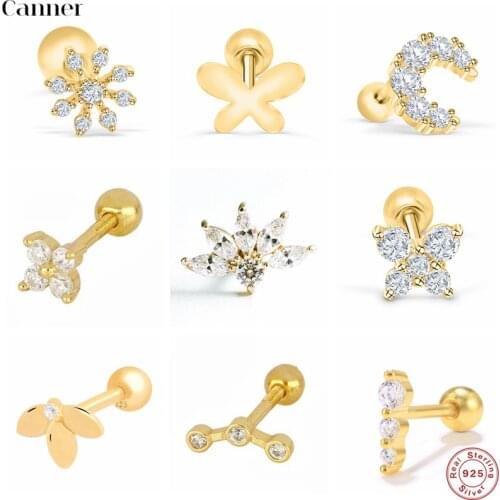 Canner 1pcs Pendientes Plata 925 Earrings For Women Stud Earings Trendy Owl Shape CZ Earings Helix Cartilage Piercing Aretes W5