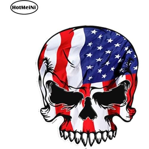 HotMeiNi 13cm x 11cm Car Styling USA America Skull Flag Graphic Car Sticker Pistol Amendment Waterproof Bumper Accessories