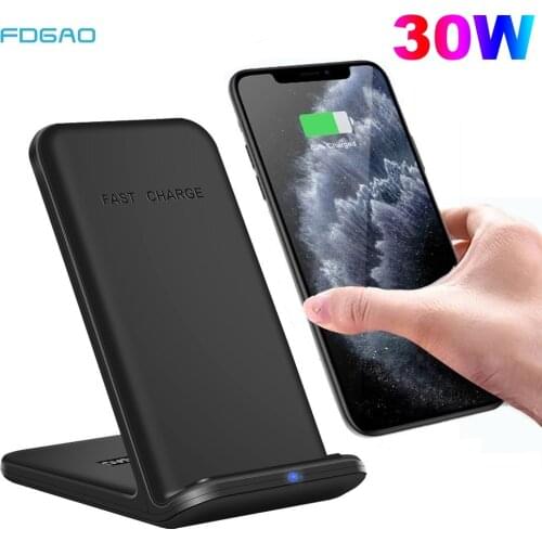 FDGAO 30W Qi Wireless Charger Stand Dock for iPhone 12 11 XS XR X 8 Fast Charging Station Phone Charger for Samsung S9 S10 S20