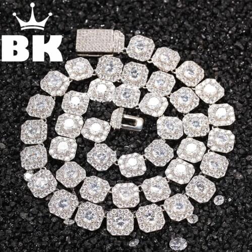 THE BLING KING10mm flowerfulSquare Rock Cubic Zirconia Tennis Lovely Top Quality Hiphop Necklace Luxury Full Iced Out CZ Jewelry