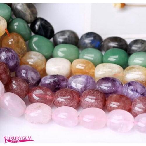 Natural Different Materials Stone Spacer Loose Beads High Quality 15x20mm Smooth Irregular Shape DIY Jewelry Making 38cm wk419