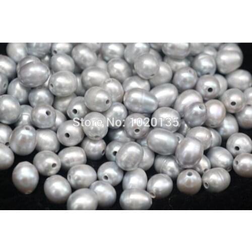 100pieces freshwater pearl gray egg nature 9-13mm beads wholesale discount loose for making jewerly DIY full hole
