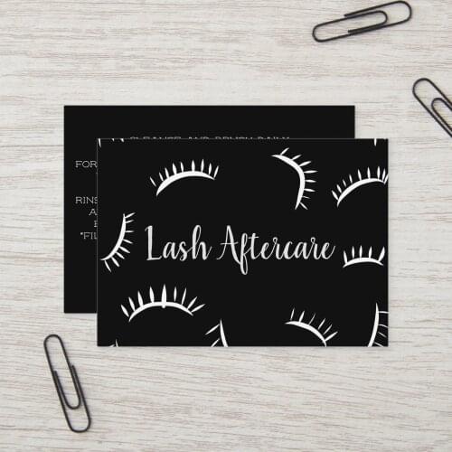 Carddsgn Customizable Lashes Aftercare Cards Minimalist Loyalty Cards Feminine Watercolor Lashes Care 3.5" x 2.5"
