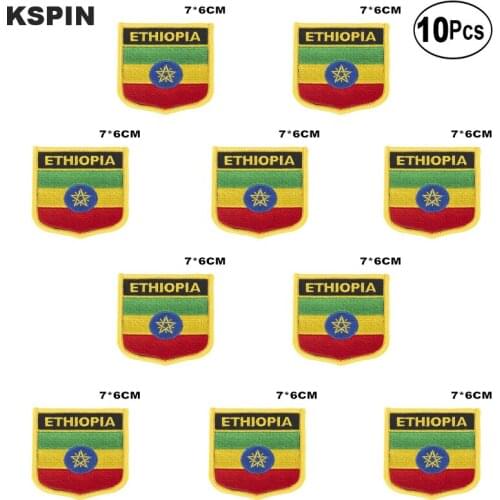 Ethiopia Flag Embroidery Patches Iron on Saw on Transfer patches Sewing Applications for Clothes in Home&Garden