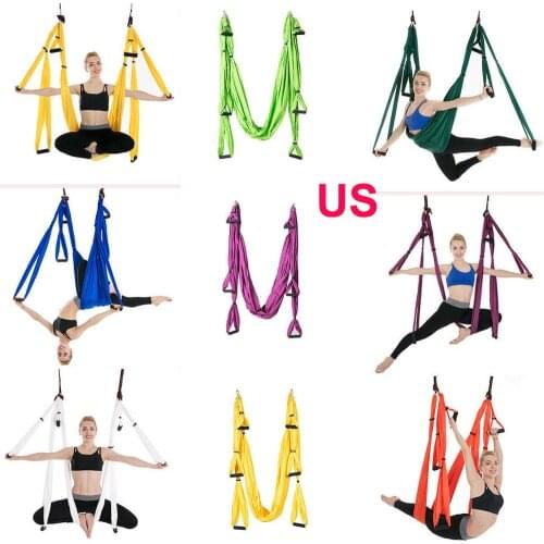 6 Handles Flying-Aerial Yoga Hammock Fabric Swing Latest Multifunction Anti-gravity Yoga belts for yoga training for sport