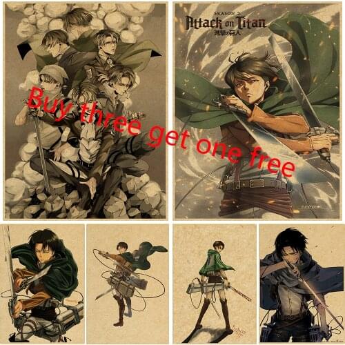 Japanese Animation Attack Giant Poster Kraft Paper Nostalgic Retro Poster Art Painting Study Living Room Decorative Painting