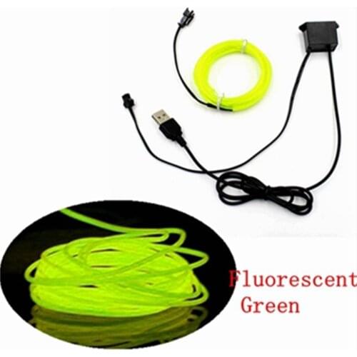 Haoyuehao 3M red flexible Auto Car Interior LED EL Wire Rope Tube Line neon light glow salon flat strip Pathway Lighting 12V