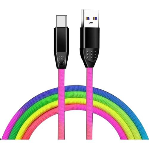 Data Rainbow Color USB Type C Cable for Samsung S9 S8 Plus Fast Charge for Huawei P30 Pro Xiaomi Redmi Note7 Charging Cord Cable